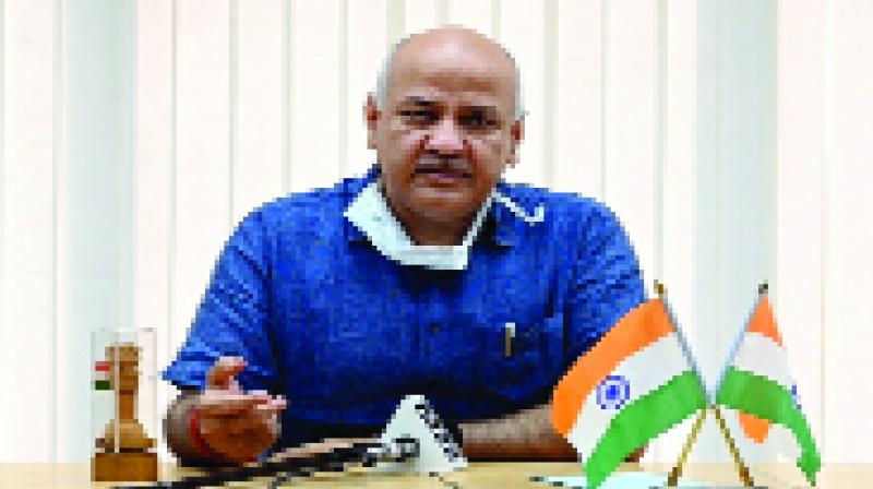 ਆਨਲਾਈਨ ਪੱਤਰਕਾਰ ਮਿਲਣੀ ਕਰਦੇ ਹੋਏ ਮਨੀਸ਼ ਸਿਸੋਦੀਆ ।  