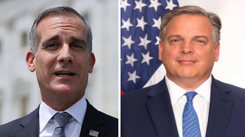 Eric Garcetti (L) and Donald Blome (R).