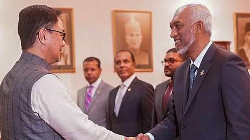 Maldives News : President of Maldives with Kiran Rijiju.