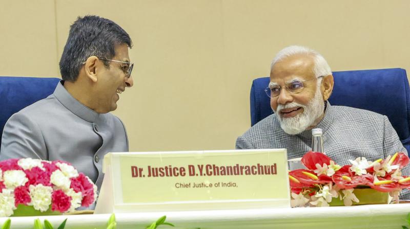 New Delhi: Prime Minister Narendra Modi with Chief Justice of India Justice D.Y. Chandrachud during the Commonwealth Legal Education Association (CLEA) - Commonwealth Attorneys and Solicitors General Conference (CASGC), in New Delhi, Saturday, Feb. 3, 2024. (PTI Photo)