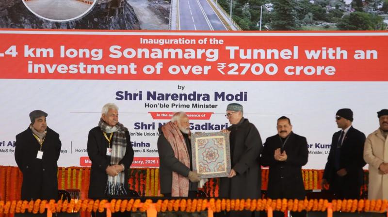 PM Modi and CM Abdullah during Rally.