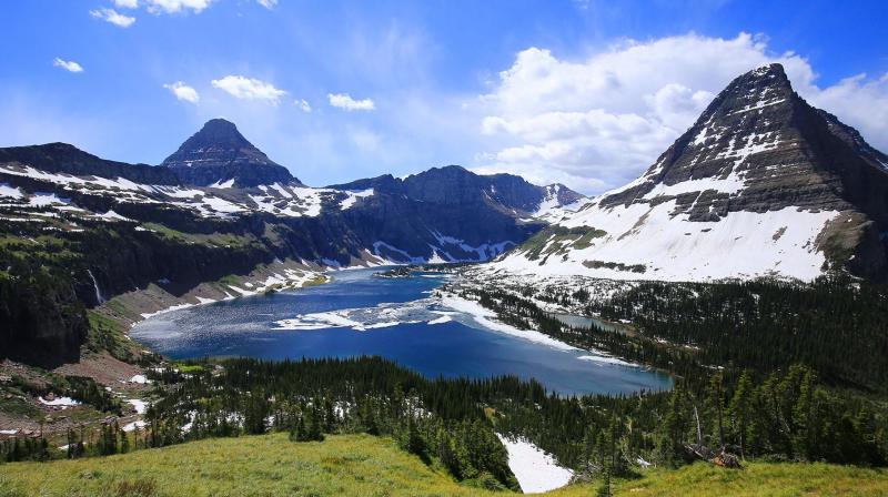 ਅਮਰੀਕੀ ਸੂਬੇ ਮੌਂਟੈਨਾ ਸਥਿਤ ਗਲੇਸ਼ੀਅਰ ਨੈਸ਼ਨਲ ਪਾਰਕ ਦੀ ਝੀਲ।