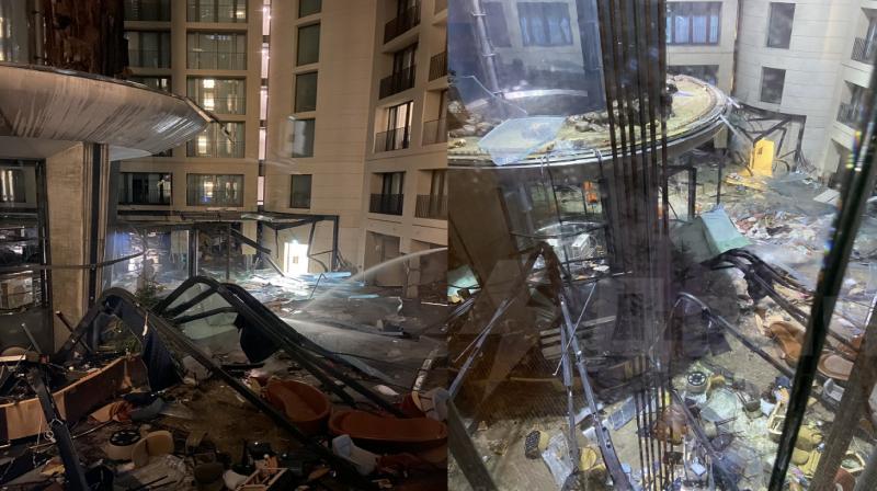 World's largest freestanding cylindrical aquarium bursts in Berlin