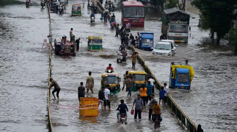 Heavy rain falling in india