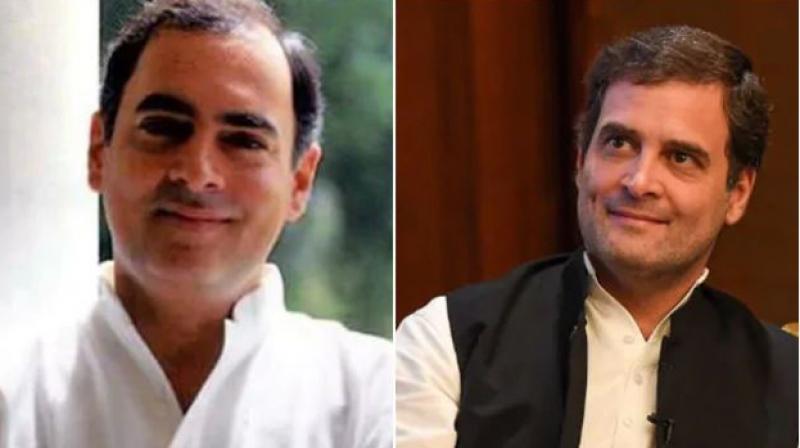 Rajiv Gandhi with Rahul Gandhi 