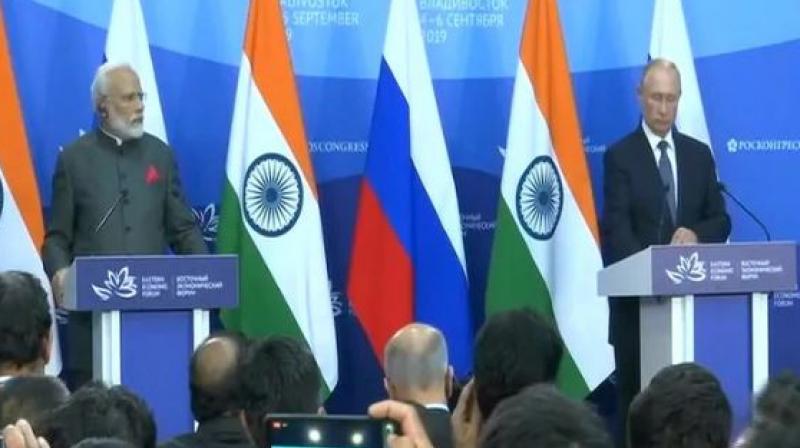 Pm Modi with Russia President, Putin