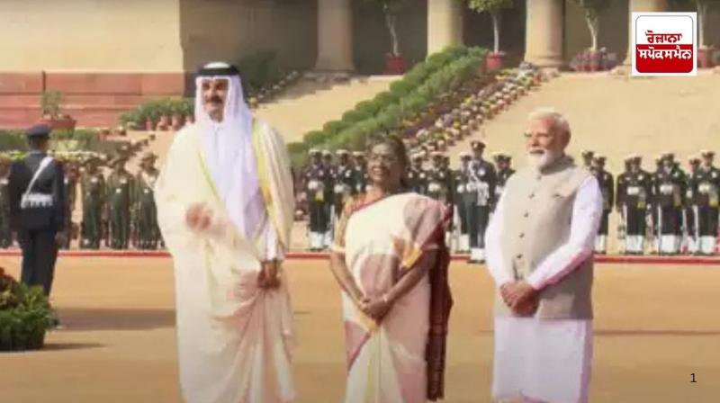 Qatari Emir Sheikh Tamim bin Hamad Al Thani formally welcomed at Rashtrapati Bhavan
