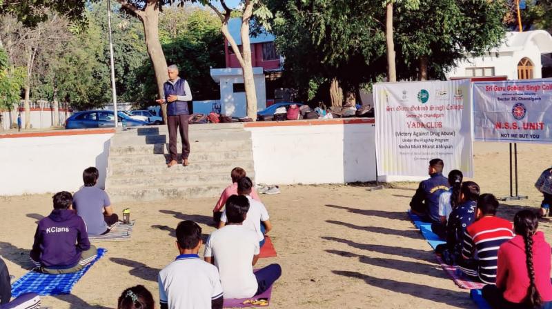 Yoga session organized by Sri Guru Gobind Singh College
