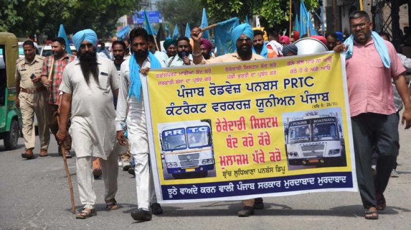 Contractual employees of Punjab Roadways 