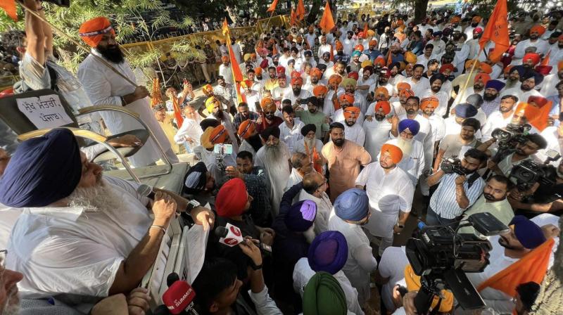Akali Dal demonstration in Chandigarh