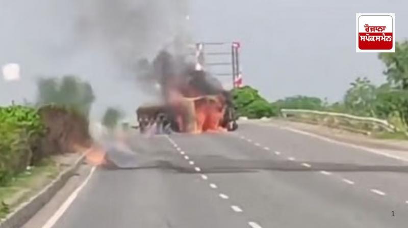Chemical tanker catches fire on Jaipur-Ajmer highway, driver burnt alive