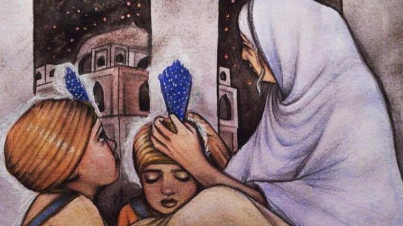 The month of Poh: the wind is blowing cold chest, mother is sitting and caressing her grandchildren with love...