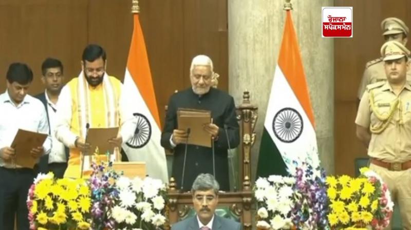 ਮੁੱਖ ਮੰਤਰੀ ਨਾਇਬ ਸੈਣੀ ਵਿਧਾਇਕ ਵਜੋਂ ਸਹੁੰ ਚੁੱਕਦੇ ਹੋਏ 