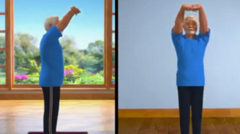 After Trikonasana Pm Modi Tweets Second Yoga Lesson On Tadasana