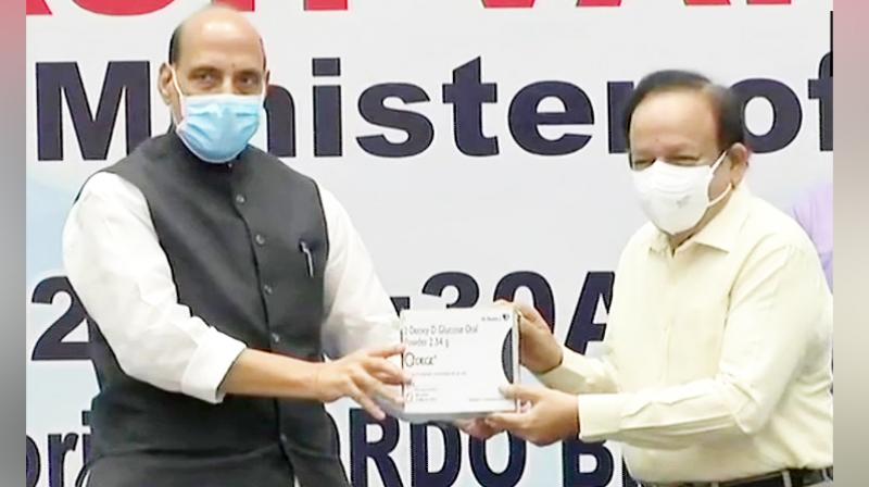 Rajnath Singh and Dr Harsh Vardhan release first batch of Anti-COVID drug 2DG 