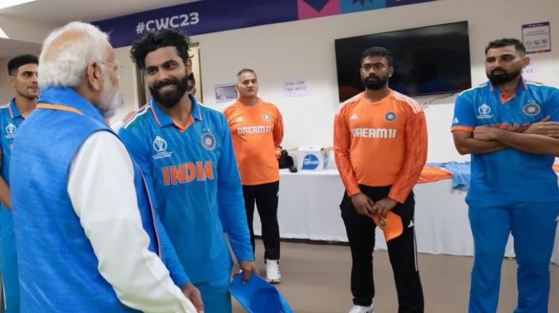 PM Narendra Modi Visits Indian Dressing Room To Motivate Players