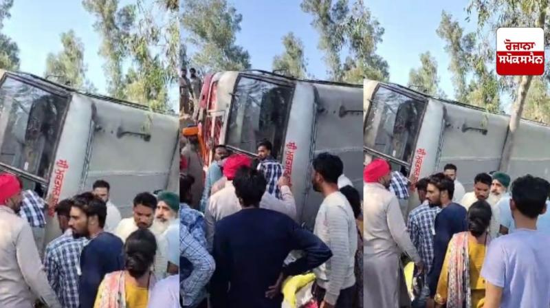 Bus full of passengers overturns near village Mehraj Wala in Malout