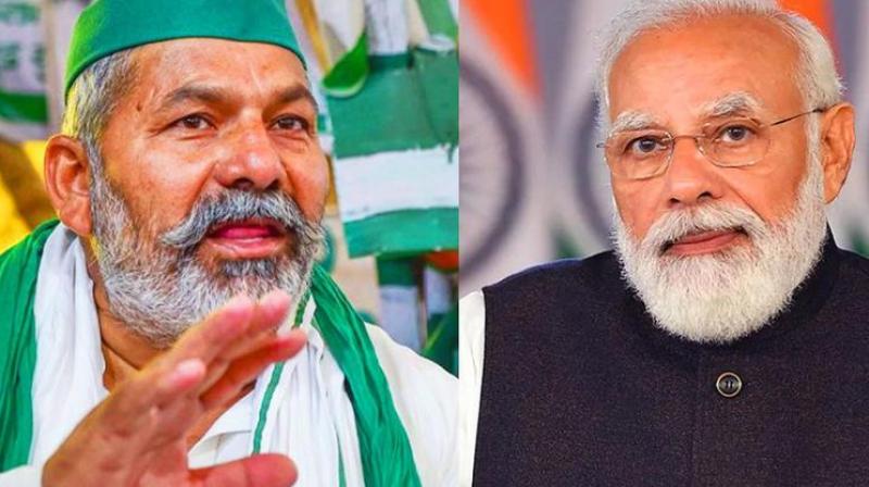 Rakesh Tikait and PM Modi