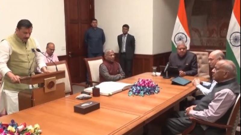 AAP leader Sanjay Singh takes oath as Rajya Sabha member