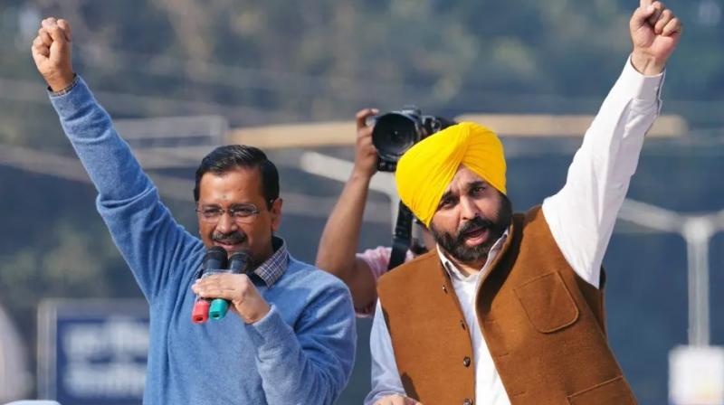 Arvind Kejriwal and Bhagwant Mann 