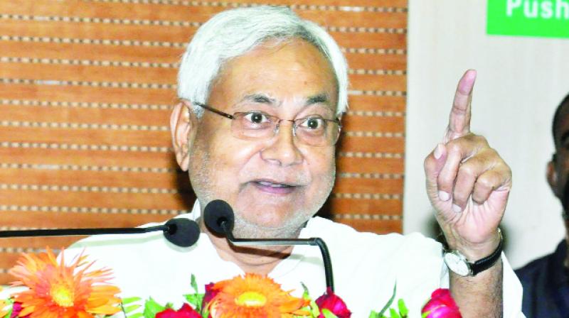 Nitish Kumar addressing the rally