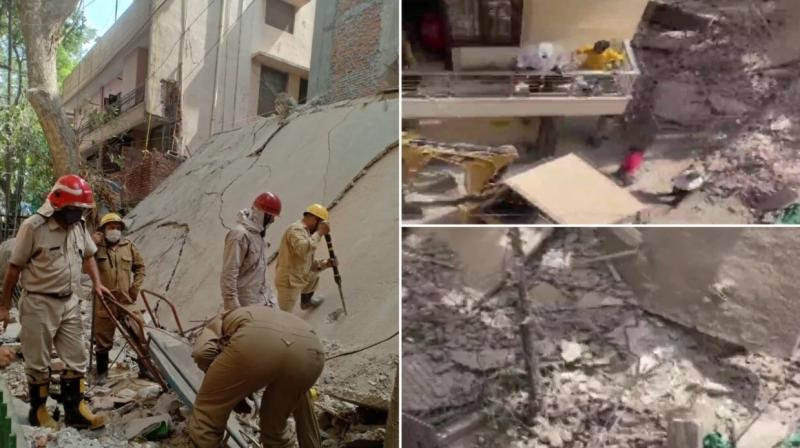 Under-construction building collapse in Delhi