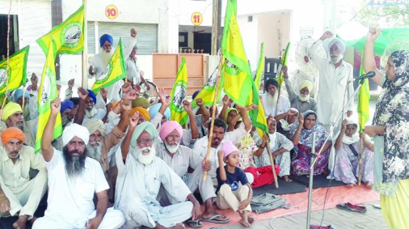 Farmers Giving Protest for Demanding Arrest of Accused