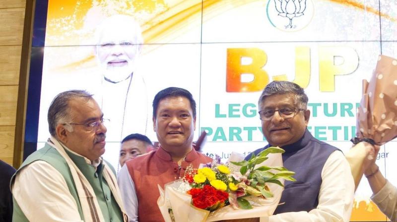 Pema Khandu took oath as the Chief Minister of Arunachal Pradesh for the third time in a row