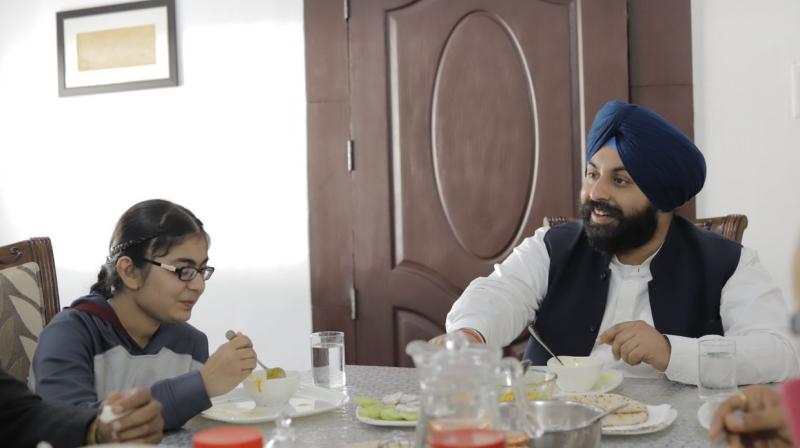 The student who won the bronze medal at the international level had lunch with the Education Minister Harjot Bains.
