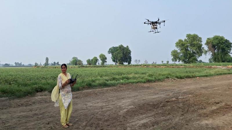 Mandeep Kaur Pannu of village Barundi became the first woman drone pilot