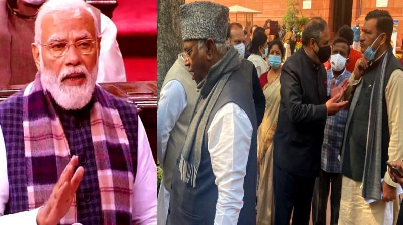 Congress MPs walk out of Rajya Sabha as PM Modi speaks in the House