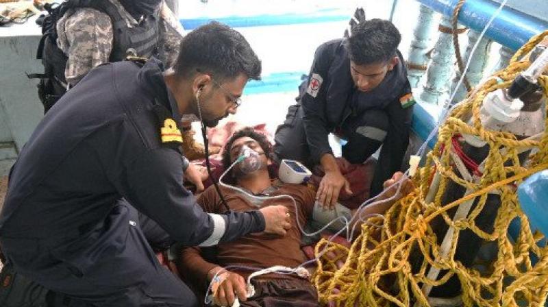 Indian Warship INS Sumedha Extends Aid To Pakistani Crew Aboard Iranian Fishing Vessel Al Rahmani