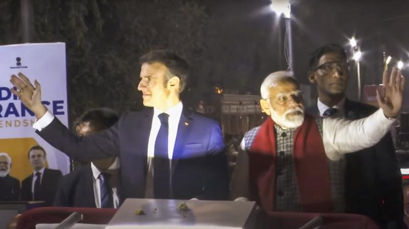 Prime Minister Modi held a road show with French President Macron in Jaipur