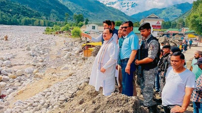  JP Nadda visited the flood affected areas in Kullu