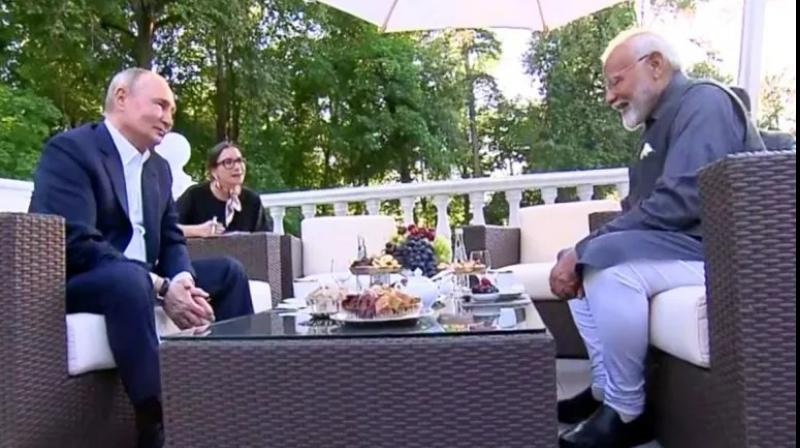 ਪ੍ਰਧਾਨ ਮੰਤਰੀ ਮੋਦੀ ਰੂਸ ਦੇ ਰਾਸ਼ਟਰਪਤੀ ਪੁਤਿਨ ਨਾਲ ਮੁਲਾਕਾਤ ਦੌਰਾਨ ਫਾਈਲ ਫੋਟੋ