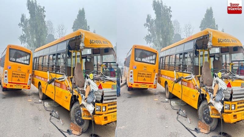 Two school buses collided due to dense fog in Kharar