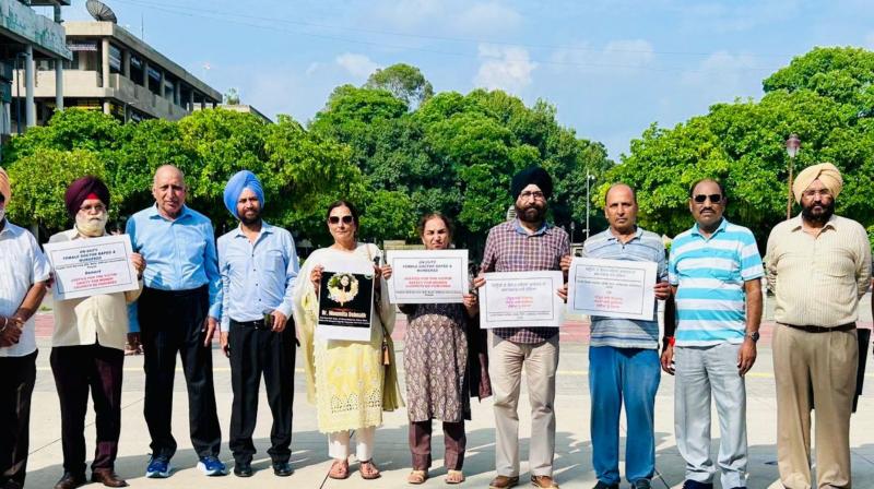 PCS Protest by Retired Officers Association in Sector 17 Plaza