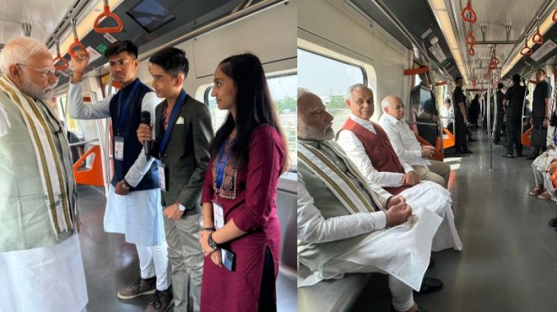 PM Modi travels in Ahmedabad Metro