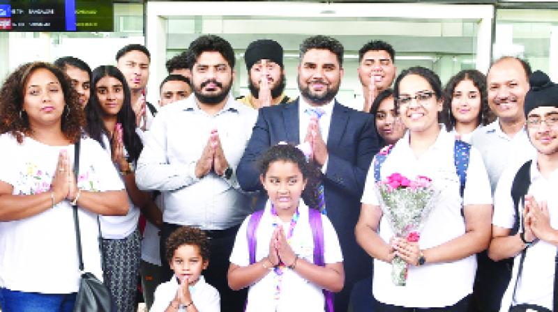 Children and other on arrival at Mohali Airport.