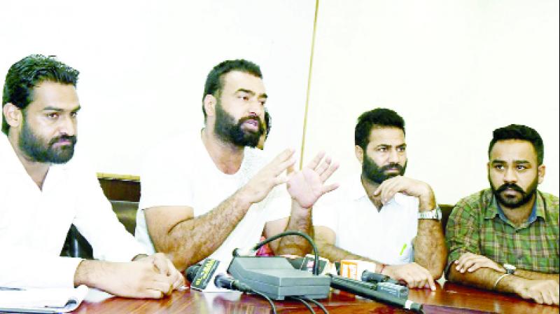 Lakha Sidhana during Talking to the Journalists