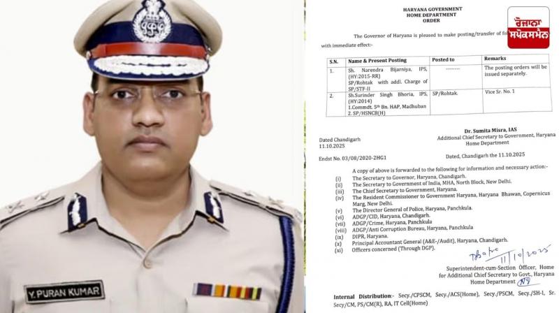 Haryana IPS Rohtak SP removed from post in suicide case