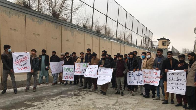  Afghan students protest near Indian embassy in Kabul
