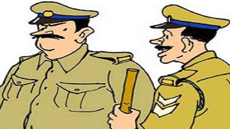 The absconding prisoners in the presence of the police