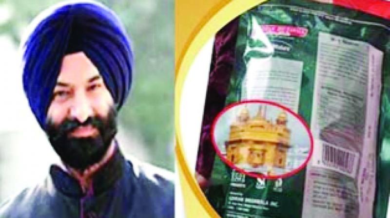 Manjinder Singh Sirsa and Haldiram Packets Showing Darbar Sahib Picture