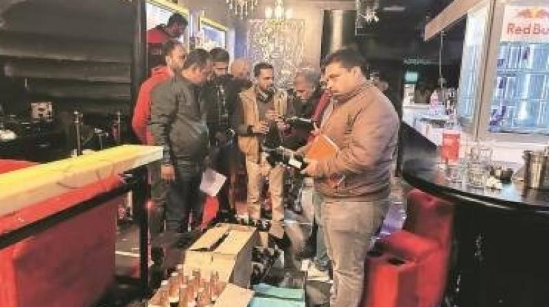 Mohali: Excise department raided 'The Burj' club located in Bestech Mall, more than 80 bottles of Chandigarh liquor were recovered.