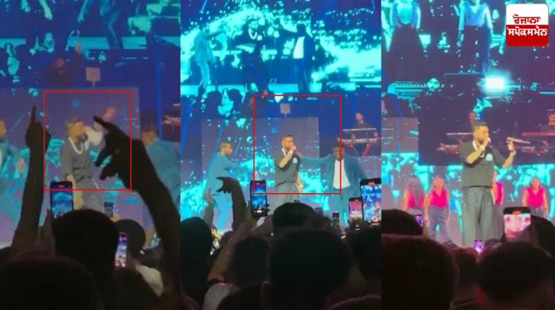 Somebody threw a shoe at Karan Aujla during a concert in London.