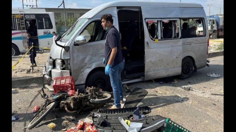 Pakistan school van open fire
