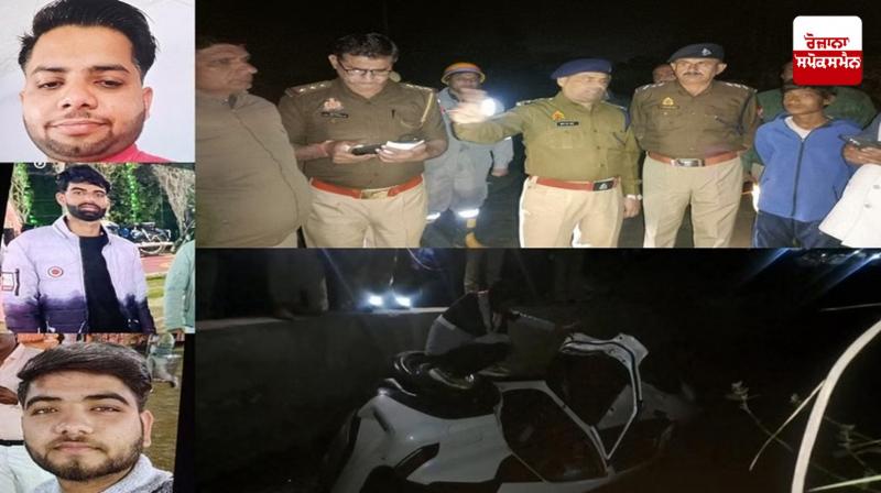 Mathura Car fall in canel