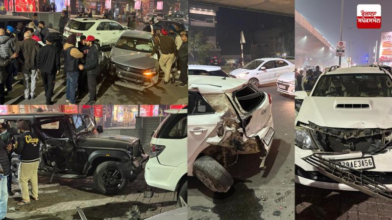 Four vehicles collided in Ludhiana