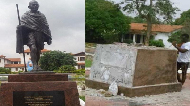 statue of Mahatma Gandhi removed 